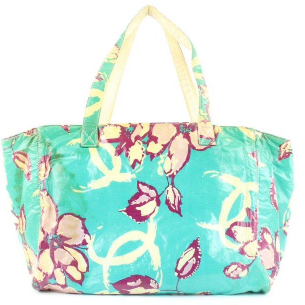 Chanel Blue Floral Shopper Tote Bag 653cks317